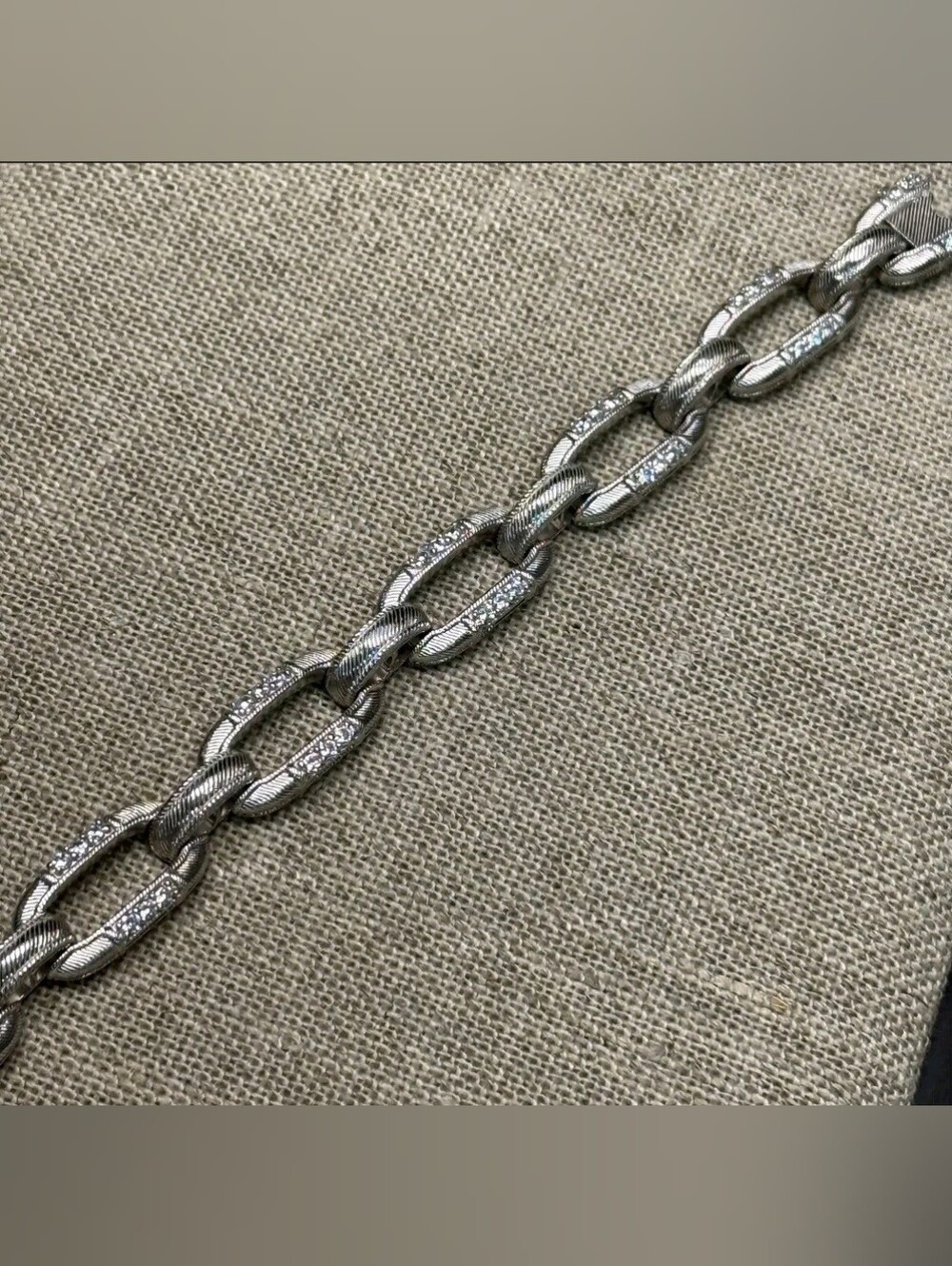 JUDITH RIPKA Sterling Silver CZ Link Bracelet 7.25"